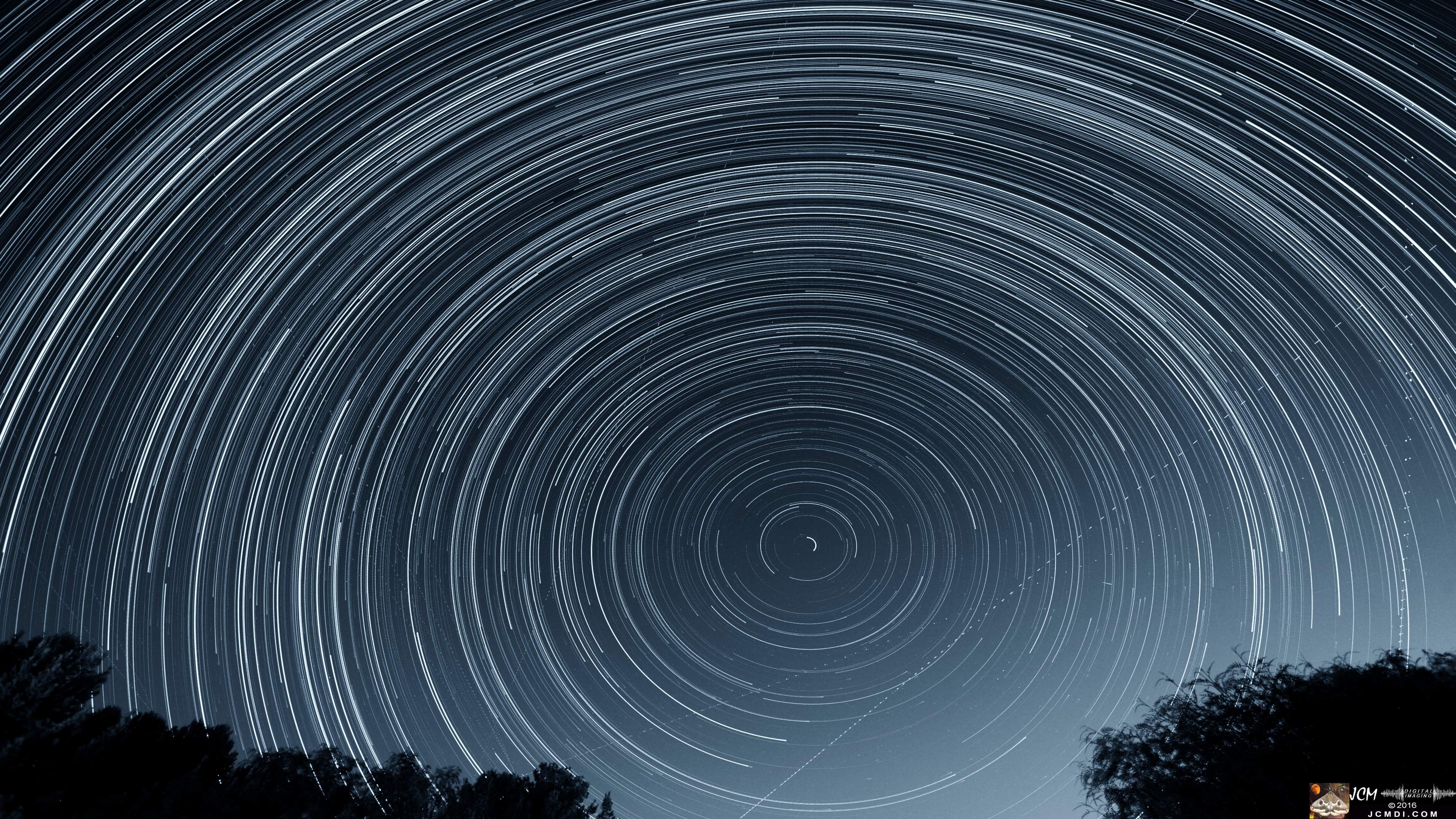 Beautiful 4K Star Spin NoDK composite sky image Perseid Meteor Shower 8-12-2016 Canon 5DMk2 15sec i2500 17mm f/4 (dark ver) jcmdi.com